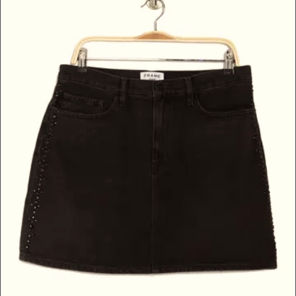 FRAME Studded Black Jean Miniskirt